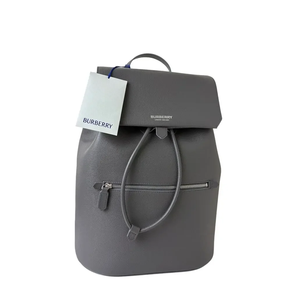 Burberry Charcoal Gray Leather Flap Backpack